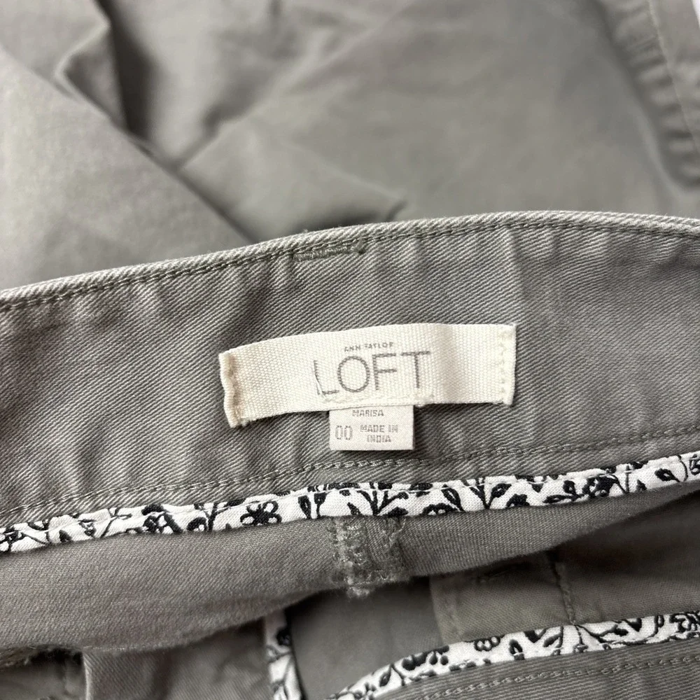 Loft Skinny Ankle Pants Womens 00 Green Khaki Flat Front Chino Modern Marisa